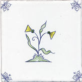 Polychrome delft flower design tile